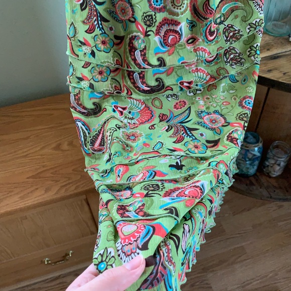 boho hippie midi skirt, green, layers | R.Q.I - Picture 5 of 6
